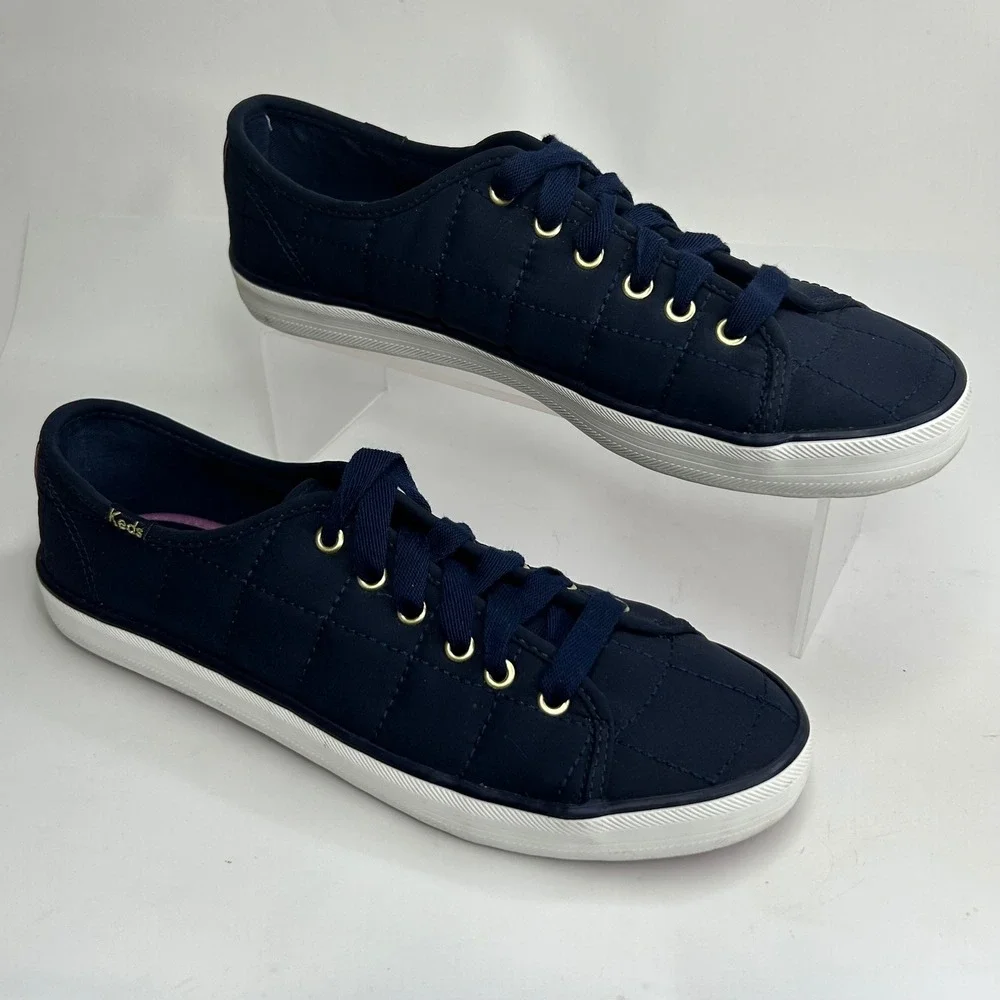 Keds x Kate Spade New York Quilted Navy Blue Lace Up‎ Sneakers WF65373 Womens 8